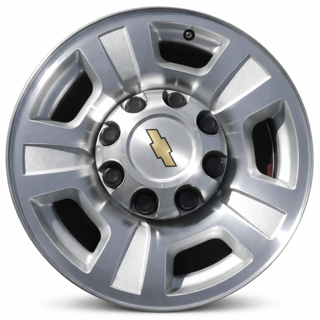 thumbnail interactive-video image 1 of 17 Inch Machined Silver Rim For Chevy Silverado 2500 3500 Tahoe 2007-2013 – 8-Lug 165.1mm Bolt Pattern 1 of 3