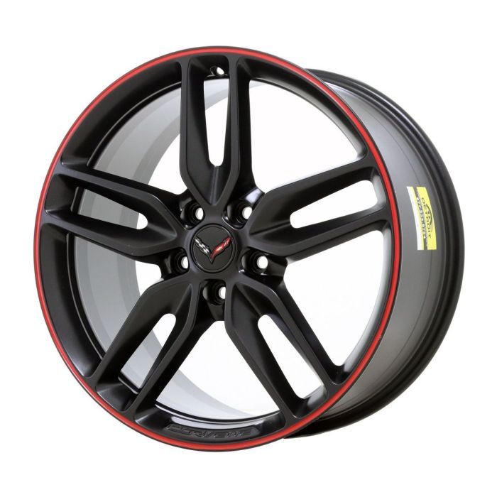 Chevrolet Corvette Wheel Rim Red Stripe Black Satin 5635 (F) Stock Factory OEM Replacement