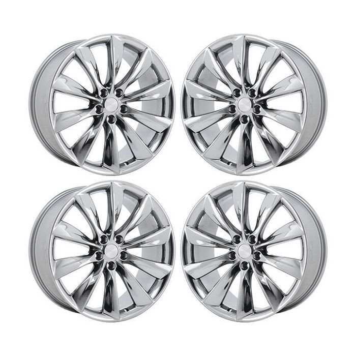 Tesla Model S Wheel Rim PVD Bright Chrome ALY98727 (F) Stock Factory OEM Replacement