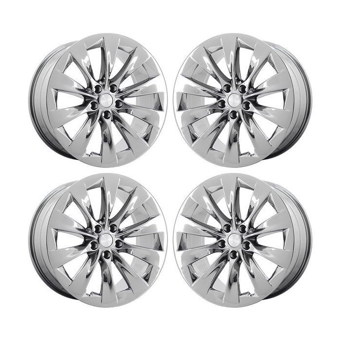 Tesla Model X Wheel Rim PVD Bright Chrome ALY97800 (F) Stock Factory OEM Replacement